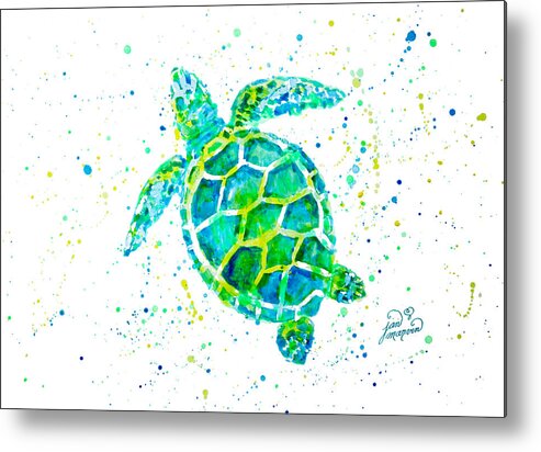 Sea Metal Print featuring the painting Sea Turtle by Jan Marvin by Jan Marvin