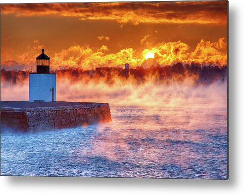 Derby Wharf Salem Metal Print featuring the photograph Seasmoke at Salem Lighthouse by Jeff Folger