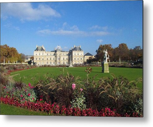 Jardin Du Luxembourg Metal Print featuring the photograph Senate from Jardin du Luxembourg by Christopher J Kirby