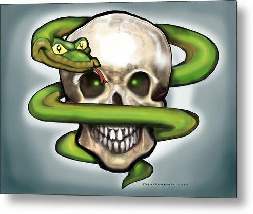 Serpent Metal Print featuring the digital art Serpent n Skull by Kevin Middleton