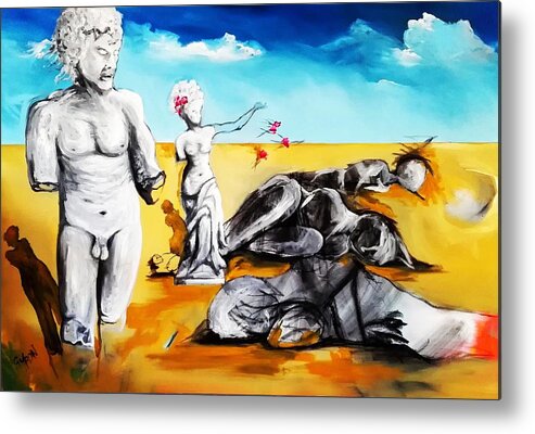 Statues Metal Print featuring the painting Shattered Limbs to Shattered Souls by Helen Syron