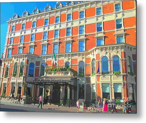 Shelbourne Metal Print featuring the painting Art of Shelbourne hotel Dublin by Mary Cahalan Lee - aka PIXI