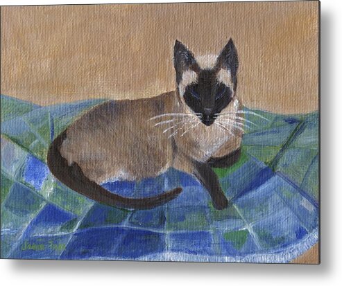 Animal Metal Print featuring the painting Siamese Nap by Jamie Frier
