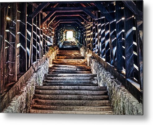 Sighisoara Metal Print featuring the photograph Sighisoara Covered Stairs - Romania by Stuart Litoff