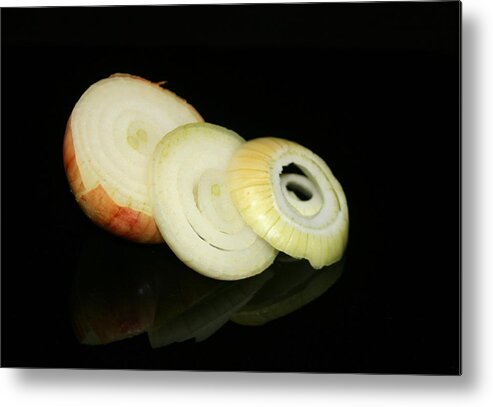 Onions Metal Print featuring the photograph Slice Onion by Cathy Harper