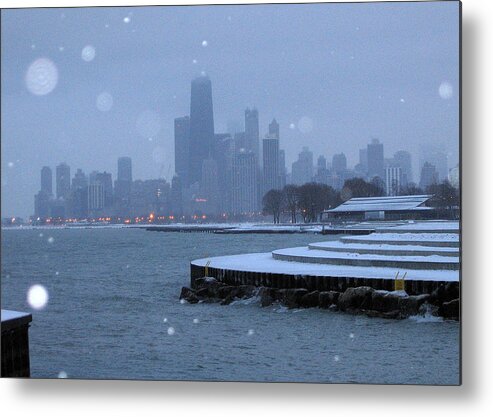 Chicago Metal Print featuring the photograph Snowy Chicago by Laura Kinker