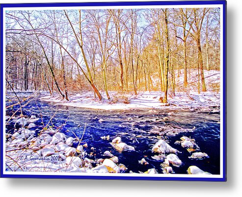 Winter Metal Print featuring the photograph Snow Scene Pennsylvania Woodland Stream by A Macarthur Gurmankin