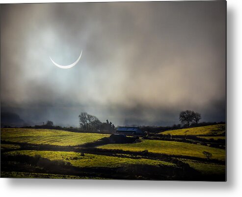Ireland Metal Print featuring the photograph Solar Eclipse over County Clare Countryside by James Truett