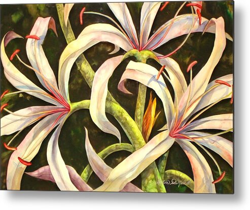 Lily Metal Print featuring the painting Spider Lily by Lelia DeMello