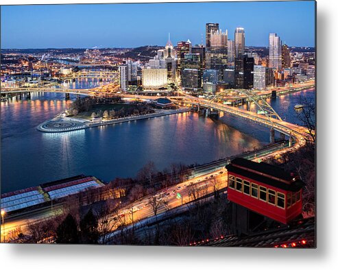 Pittsburgh Skyline Metal Print featuring the photograph Spring Evening at the Duquesne Incline by Matt Hammerstein