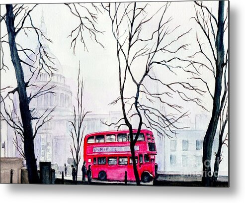 St Pauls Metal Print featuring the painting St Pauls Cathedral In The Mist by Morgan Fitzsimons