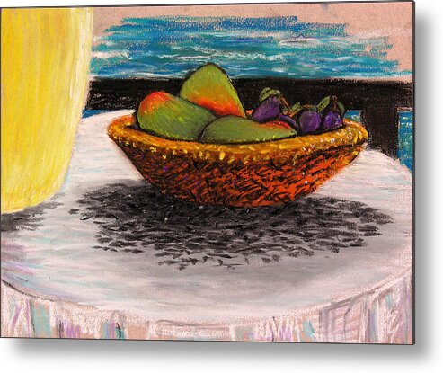 Torres Strait Metal Print featuring the pastel Still Life With Mango and Wongai by Joe Michelli