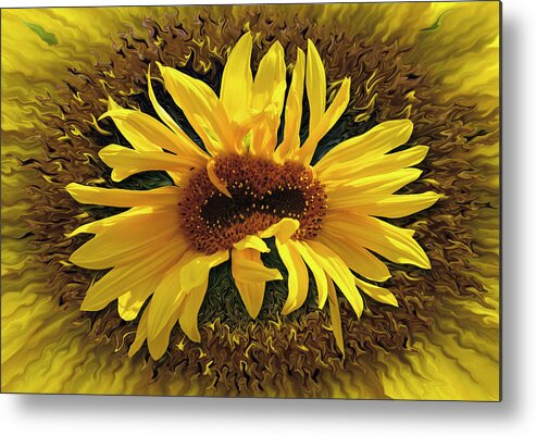 Desert Forest And Garden Metal Print featuring the digital art Still Life With Sunflower by Becky Titus