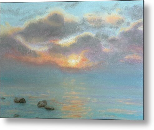 Original Metal Print featuring the painting Stone Water Sunrise by Lynn ACourt