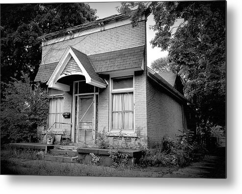 Black And White Metal Print featuring the photograph Store Front Home by Wild Thing