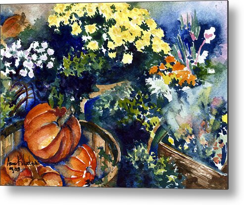 Floral Metal Print featuring the painting Street Garden by Anne Rhodes