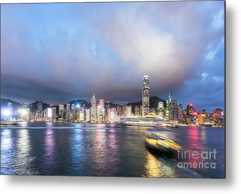 Central - Hong Kong Metal Print featuring the photograph Stunning view of Hong Kong island at night. by Didier Marti