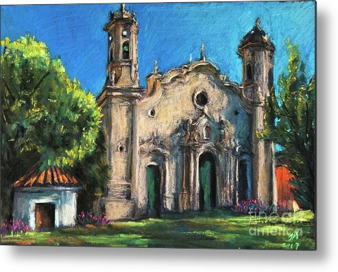 Church Metal Print featuring the painting Summer church by Jieming Wang