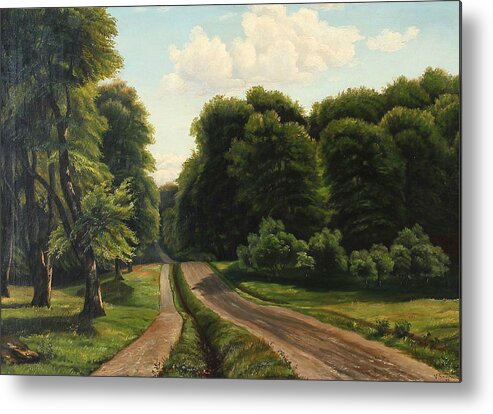 19th Century Art Metal Print featuring the painting Summer day at a forest road by Vilhelm Groth