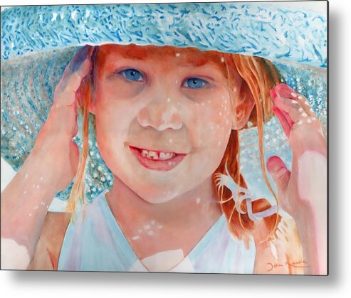 Girl Metal Print featuring the painting My New Hat by John Neeve