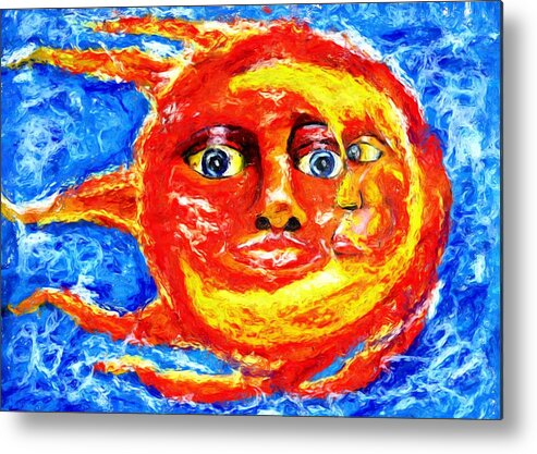 Sun Metal Print featuring the painting Sun Moon by Shelley Bain