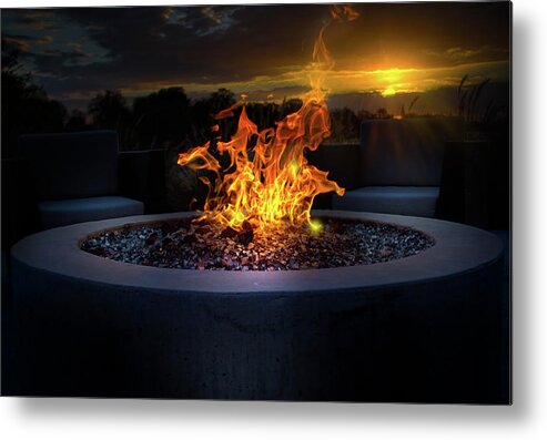 Sunset Metal Print featuring the photograph Sunset by the Fire by Mark Andrew Thomas