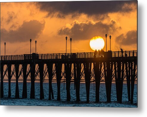 Sunset Metal Print featuring the photograph Sunset on Oceanside Pier - California Coast Photograph by Duane Miller