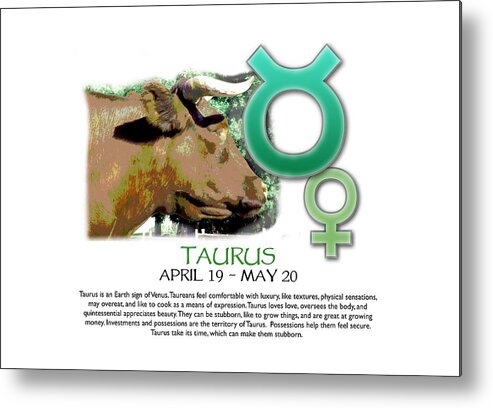 Taurus Metal Print featuring the digital art Taurus Sun Sign by Shelley Overton