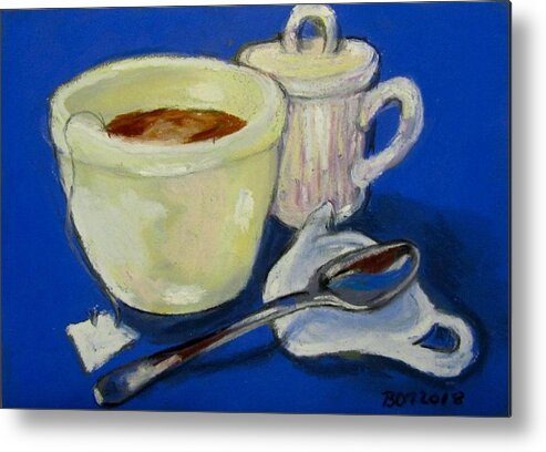 A Nice Warm Cup-a On A Cold Winter Day. Soothing Me Over My Cold. Metal Print featuring the pastel Tea for Me by Barbara O'Toole
