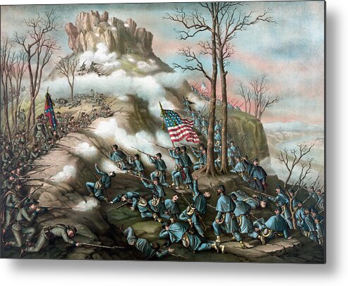 Civil War Metal Print featuring the painting The Battle of Lookout Mountain by War Is Hell Store