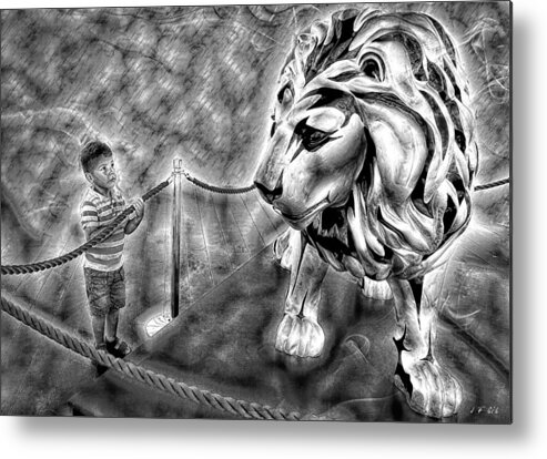 Animals Metal Print featuring the photograph The Boy And The Lion 18 by Jean Francois Gil