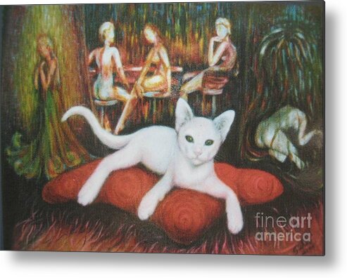 Cat Metal Print featuring the painting The CAT by Sukalya Chearanantana