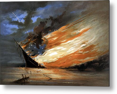 Civil War Metal Print featuring the painting The Fate Of The Rebel Flag by War Is Hell Store