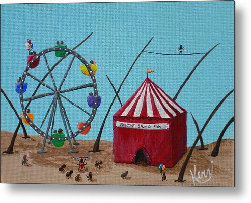Whimsical Metal Print featuring the painting The Greatest Show on Fido by Kerri Sewolt