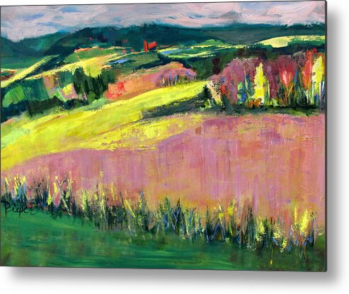 Farm Land Metal Print featuring the painting The Hills Are Alive by Betty Pieper