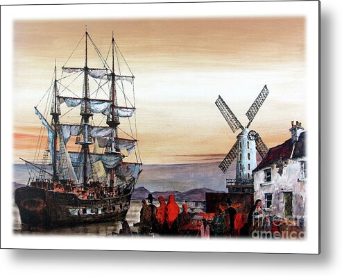 Wild Atlantic Way Kerry Metal Print featuring the painting The Jeanie Johnson Famine Ship, Blennerhasset, Kerry. by Val Byrne