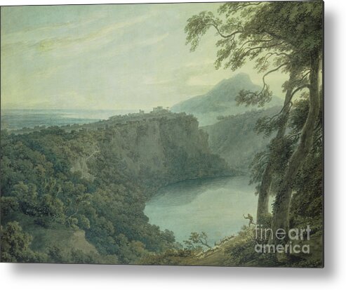 Landscape Metal Print featuring the painting The Lake of Nemi and the town of Genzano by John Robert Cozens
