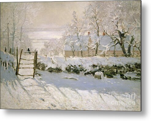 The Metal Print featuring the painting The Magpie by Claude Monet