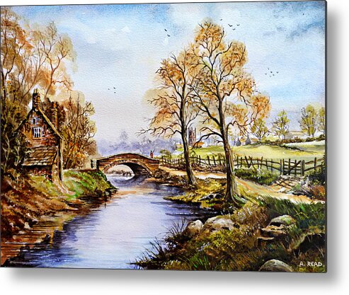 Mill Path Metal Print featuring the painting The Old Mill Path edit 1 by Andrew Read