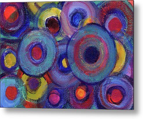 Circles Metal Print featuring the painting The Wheels Never Stop by Edie Cohn