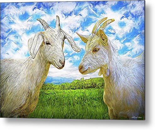 Joelbrucewallach Metal Print featuring the digital art The Whispers Of Goats by Joel Bruce Wallach