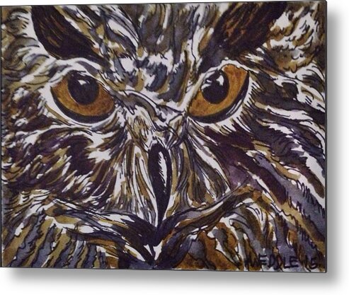 Owl Metal Print featuring the painting The Wise One by Angela Weddle