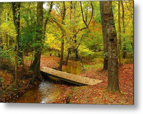 Autumn Landscapes Metal Print featuring the photograph There Is Peace - Allaire State Park by Angie Tirado