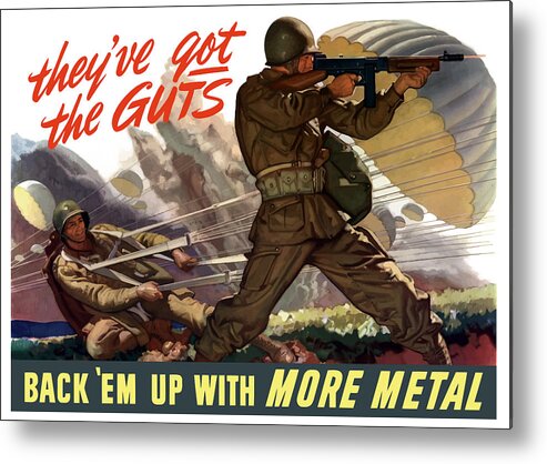 Airborne Metal Print featuring the painting They've Got The Guts by War Is Hell Store