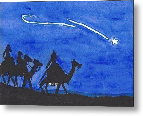 Christmas Metal Print featuring the painting Three Wise Men by Ali Baucom