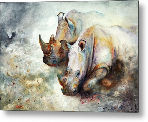 Rhino Metal Print featuring the painting Thunderstruck by Peter Williams