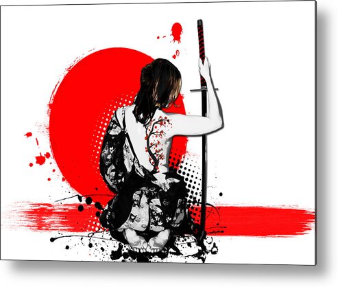 Samurai Metal Poster featuring the digital art Female Samurai by Nicklas Gustafsson