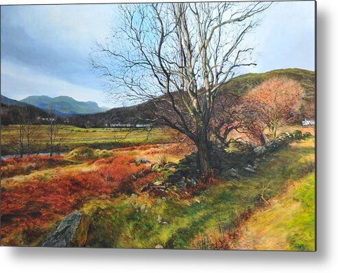 Landscape Metal Print featuring the painting Tree at Aberglaslyn by Harry Robertson
