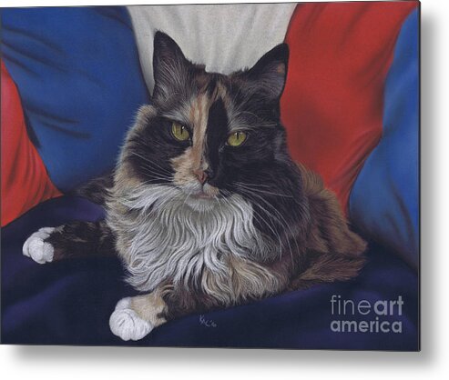 Cat Metal Print featuring the pastel Tricolore by Karie-ann Cooper