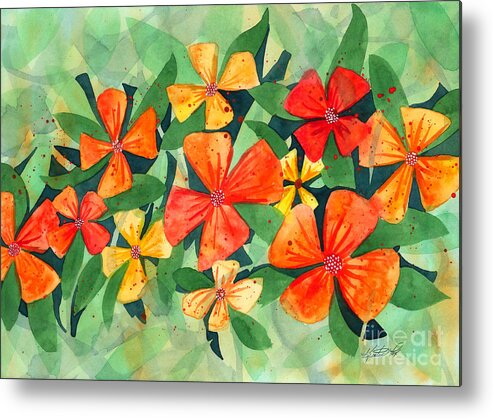 Artoffoxvox Metal Print featuring the painting Tropical Flower Splash by Kristen Fox